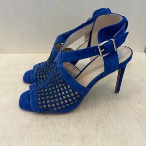 Vince Camuto Womens Blue Peveli Open Toe Ankle Strap High Heel Stiletto Shoe 10M